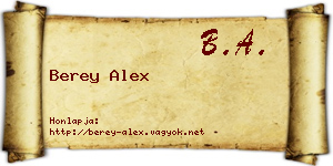 Berey Alex névjegykártya